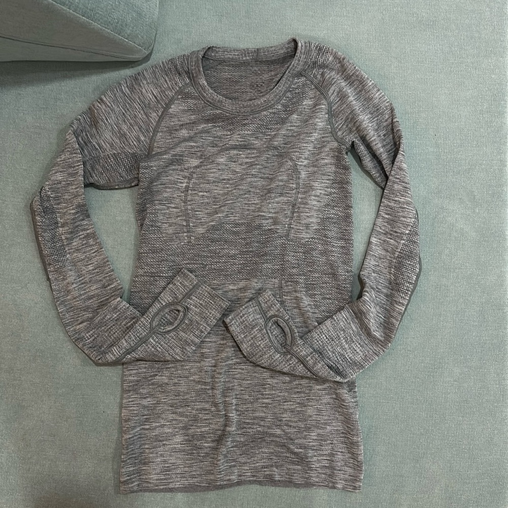 Long sleeve grey running top, sweat wicking